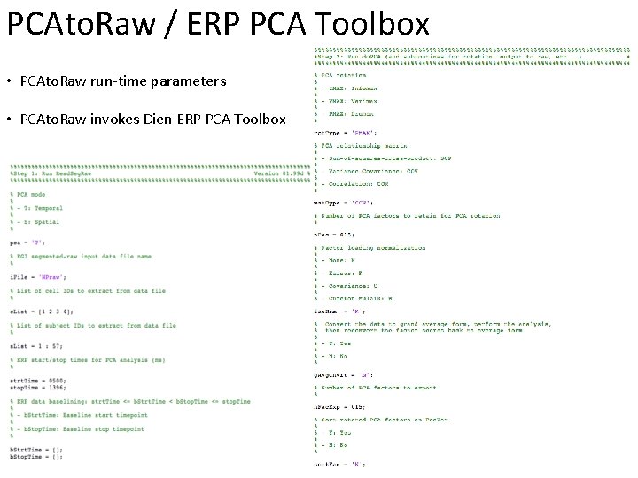 PCAto. Raw / ERP PCA Toolbox • PCAto. Raw run-time parameters • PCAto. Raw