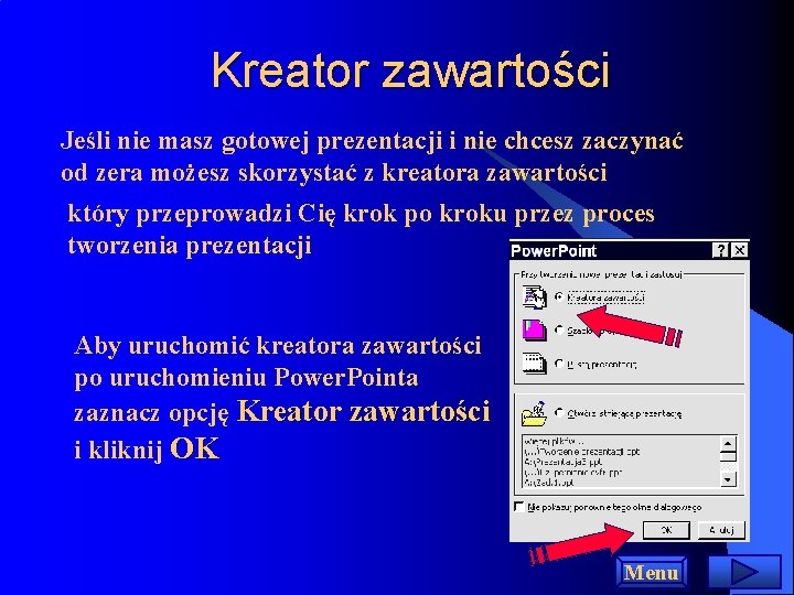 Kreator zawartości Jeśli nie masz gotowej prezentacji i nie chcesz zaczynać od zera możesz