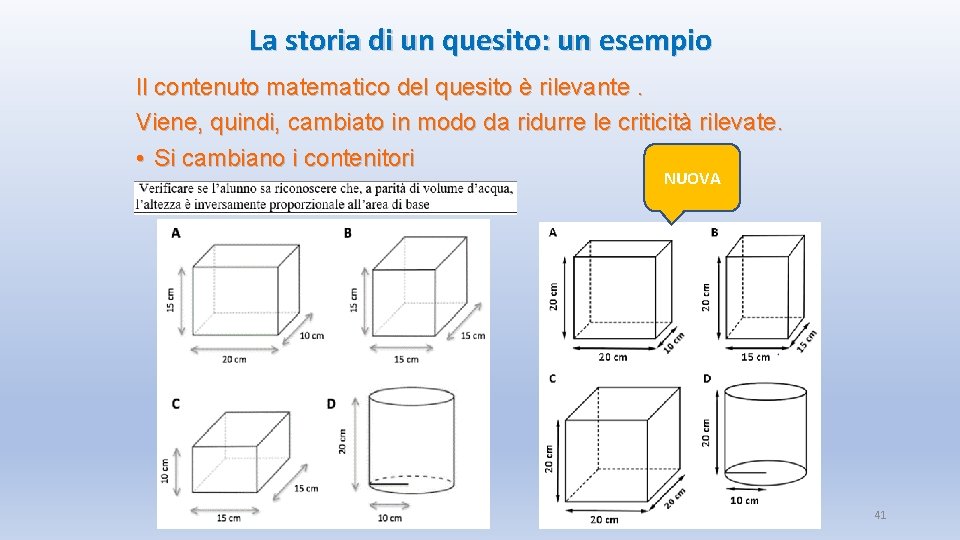 La storia di un quesito: un esempio Il contenuto matematico del quesito è rilevante.