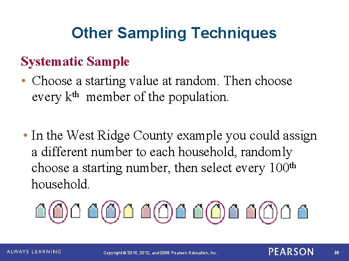 Other Sampling Techniques Systematic Sample • Choose a starting value at random. Then choose