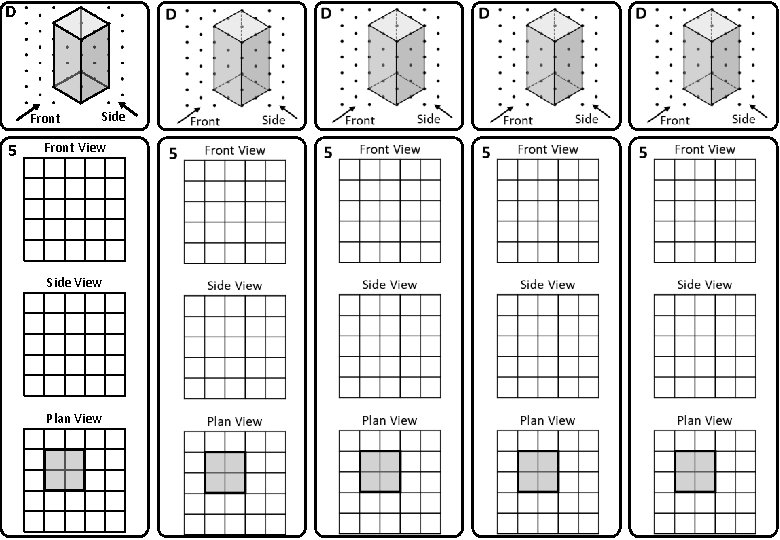 D Front 5 Side Front View Side View Plan View 