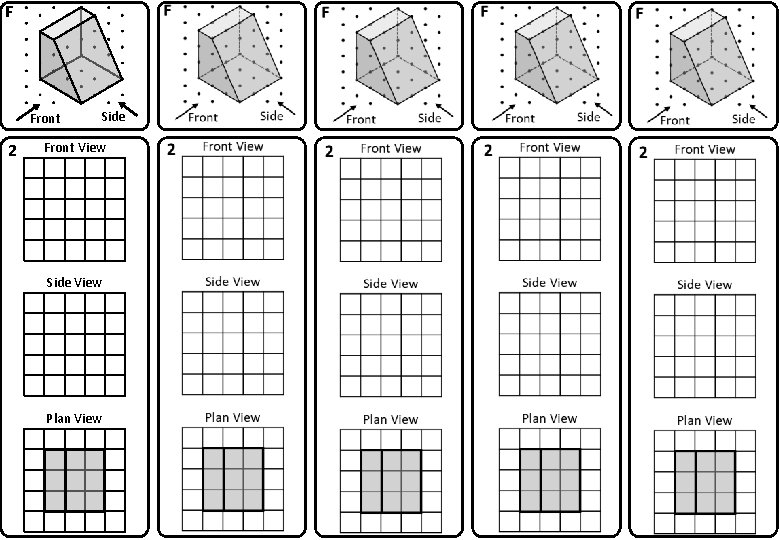 F Front 2 Side Front View Side View Plan View 