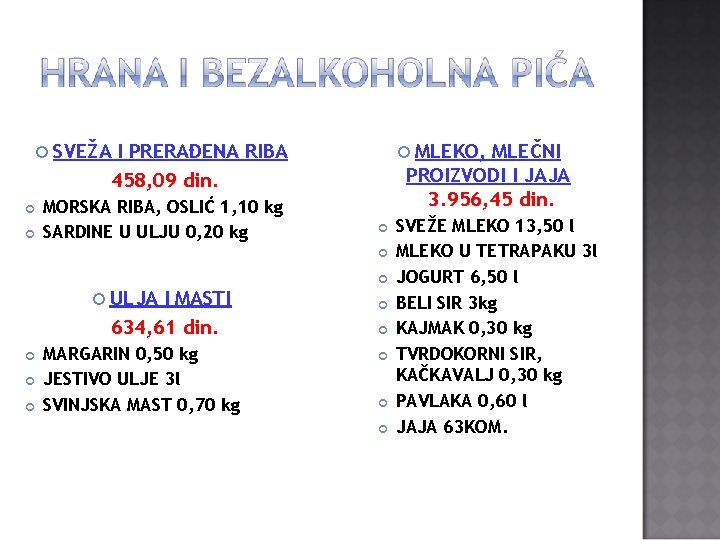  SVEŽA I PRERAĐENA RIBA 458, 09 din. MORSKA RIBA, OSLIĆ 1, 10 kg