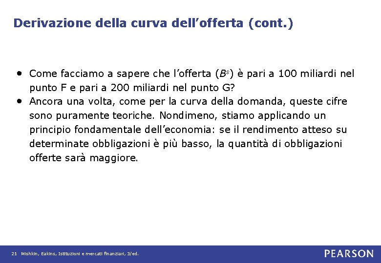 Derivazione della curva dell’offerta (cont. ) • Come facciamo a sapere che l’offerta (Bs)