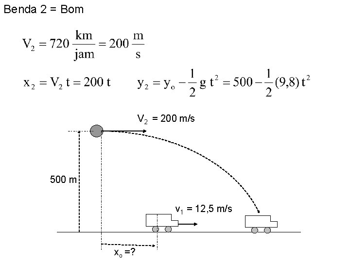 Benda 2 = Bom V 2 = 200 m/s 500 m v 1 =