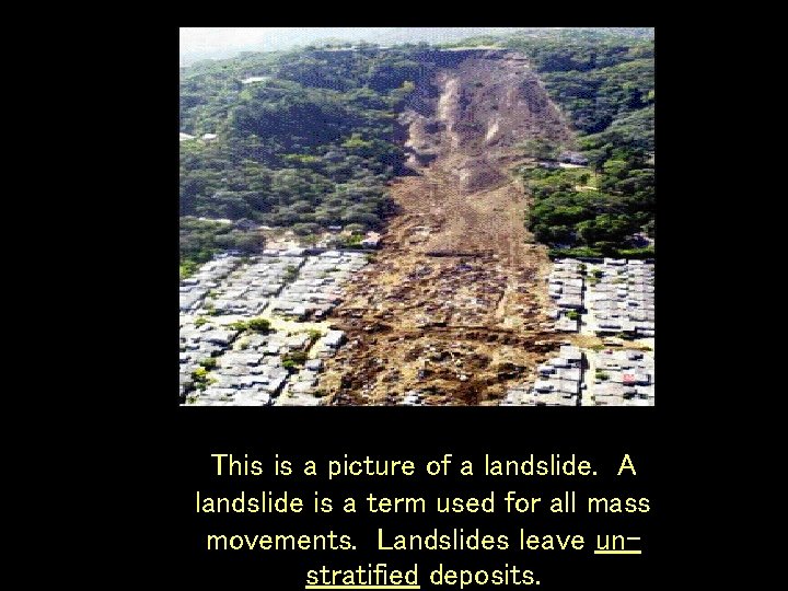 This is a picture of a landslide. A landslide is a term used for