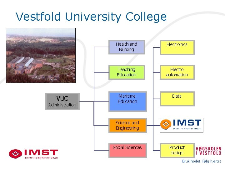 Vestfold University College VUC Administration Health and Nursing Electronics Teaching Education Electro automation Maritime