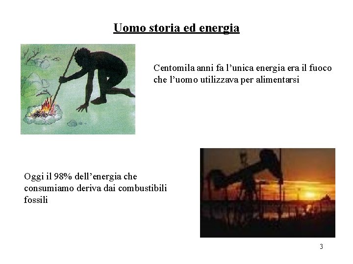 Uomo storia ed energia Centomila anni fa l’unica energia era il fuoco che l’uomo