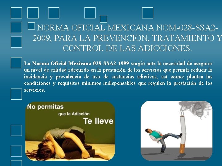 NORMA OFICIAL MEXICANA NOM-028 -SSA 22009, PARA LA PREVENCION, TRATAMIENTO Y CONTROL DE LAS