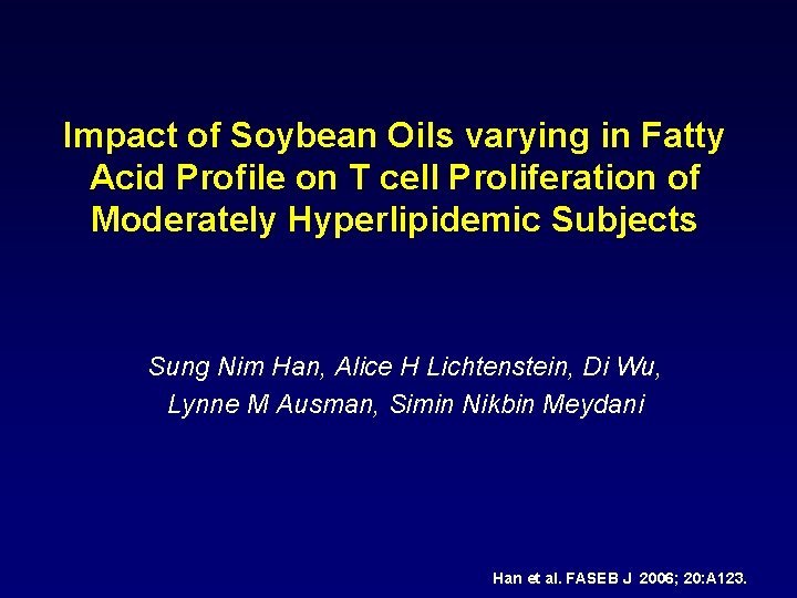 Impact of Soybean Oils varying in Fatty Acid Profile on T cell Proliferation of