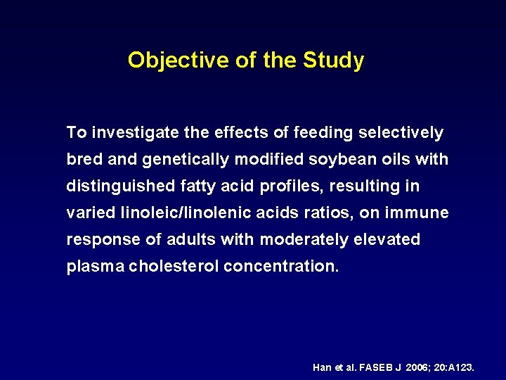 Objective of the Study To investigate the effects of feeding selectively bred and genetically
