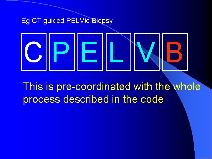 Eg CT guided PELVic Biopsy CPEL VB This is pre-coordinated with the whole process