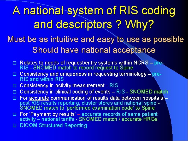 A national system of RIS coding and descriptors ? Why? Must be as intuitive