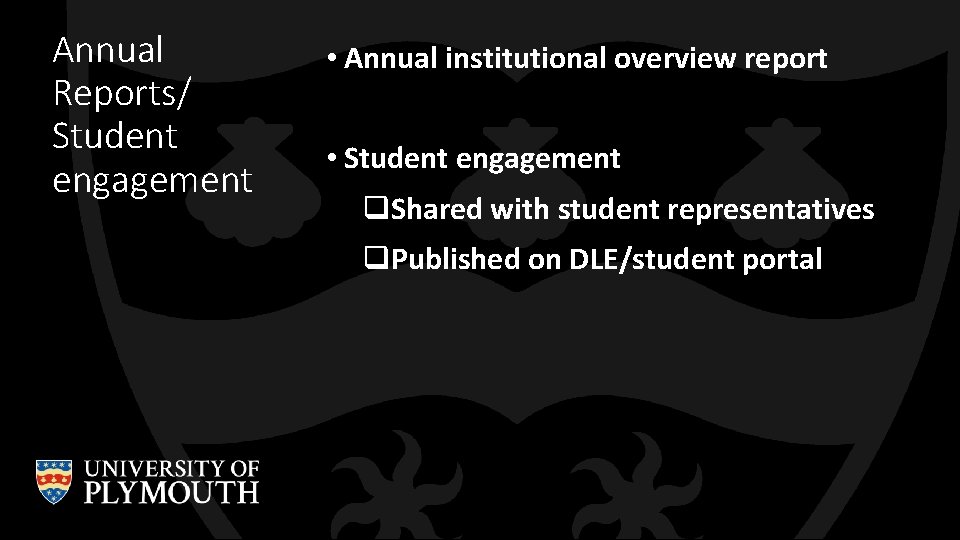 Annual Reports/ Student engagement • Annual institutional overview report • Student engagement q. Shared Annual Reports/ Student engagement • Annual institutional overview report • Student engagement q. Shared