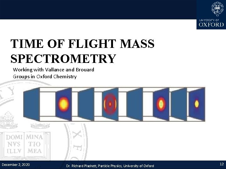 TIME OF FLIGHT MASS SPECTROMETRY Working with Vallance and Brouard Groups in Oxford Chemistry