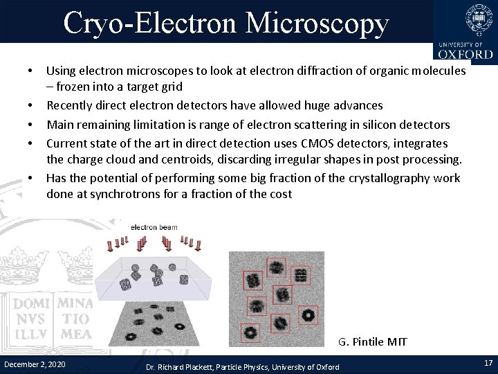 Cryo-Electron Microscopy • • • Using electron microscopes to look at electron diffraction of