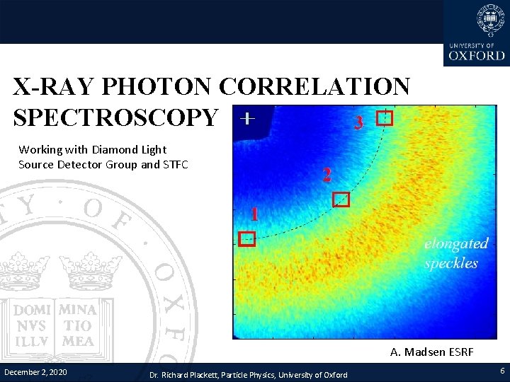 X-RAY PHOTON CORRELATION SPECTROSCOPY Working with Diamond Light Source Detector Group and STFC A.