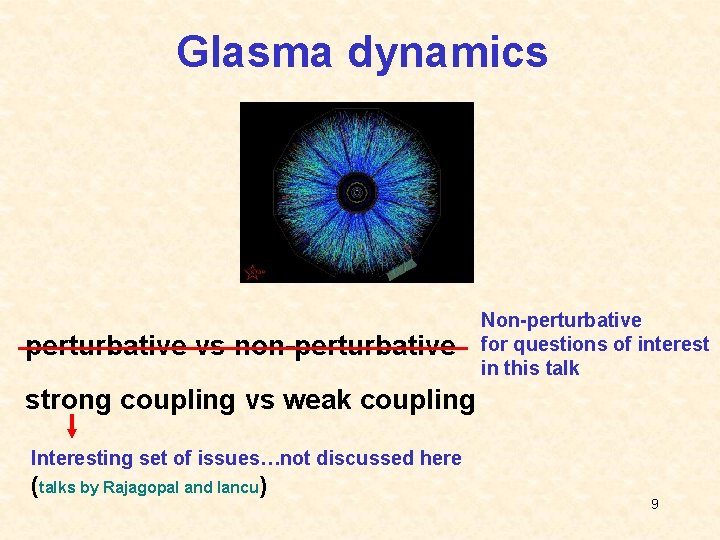 Glasma dynamics perturbative vs non-perturbative Non-perturbative for questions of interest in this talk strong