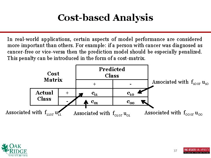 Cost-based Analysis In real-world applications, certain aspects of model performance are considered more important