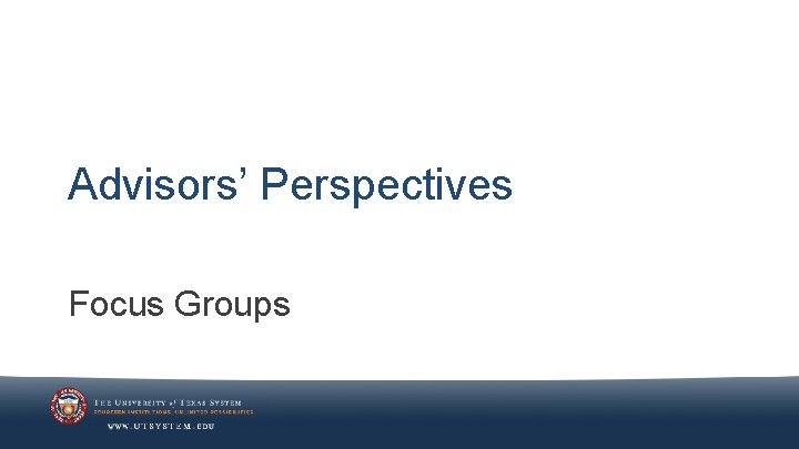 Advisors’ Perspectives Focus Groups 