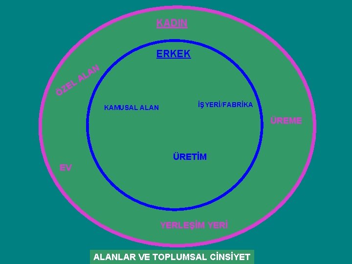 KADIN ERKEK L E ÖZ A L A N İŞYERİ/FABRİKA KAMUSAL ALAN KADIN ÜRETİM KADIN ERKEK L E ÖZ A L A N İŞYERİ/FABRİKA KAMUSAL ALAN KADIN ÜRETİM