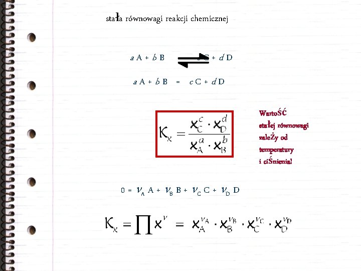 stała równowagi reakcji chemicznej a. A+b. B c. C+d. D a. A+b. B =