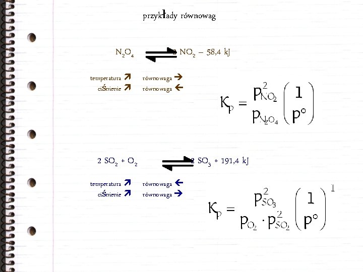 przykłady równowag N 2 O 4 temperatura ciśnienie 2 NO 2 – 58, 4