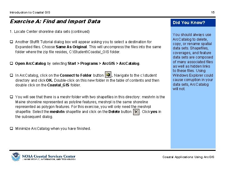 Introduction to Coastal GIS 15 Exercise A: Find and Import Data Did You Know?