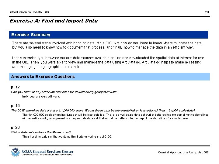 Introduction to Coastal GIS 28 Exercise A: Find and Import Data Exercise Summary There