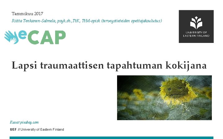 Tammikuu 2017 Riitta Tenkanen-Salmela, psyk. sh. , Tt. K, Tt. M-opisk (terveystieteiden opettajakoulutus) Lapsi Tammikuu 2017 Riitta Tenkanen-Salmela, psyk. sh. , Tt. K, Tt. M-opisk (terveystieteiden opettajakoulutus) Lapsi