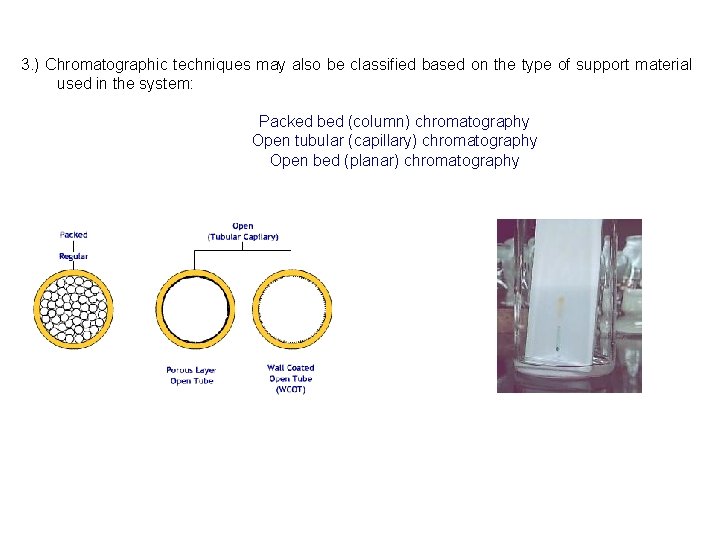 3. ) Chromatographic techniques may also be classified based on the type of support 3. ) Chromatographic techniques may also be classified based on the type of support