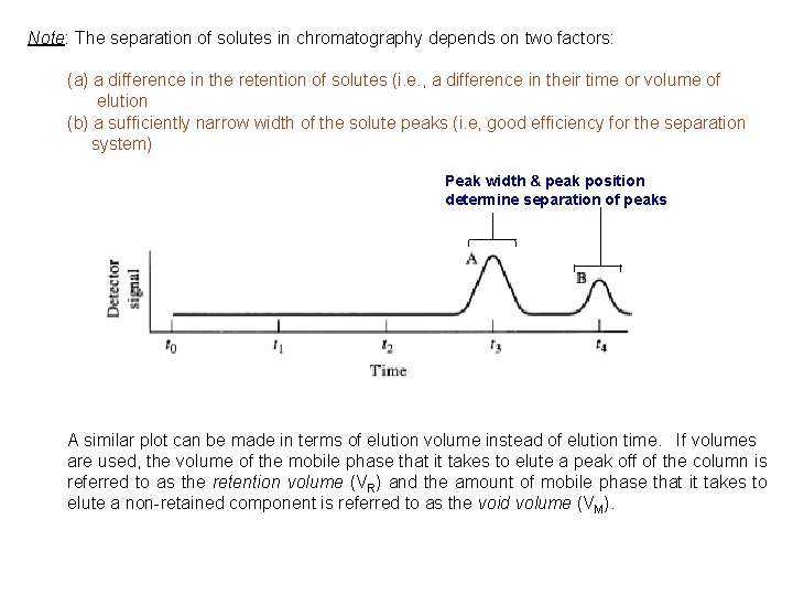 Note: The separation of solutes in chromatography depends on two factors: (a) a difference Note: The separation of solutes in chromatography depends on two factors: (a) a difference