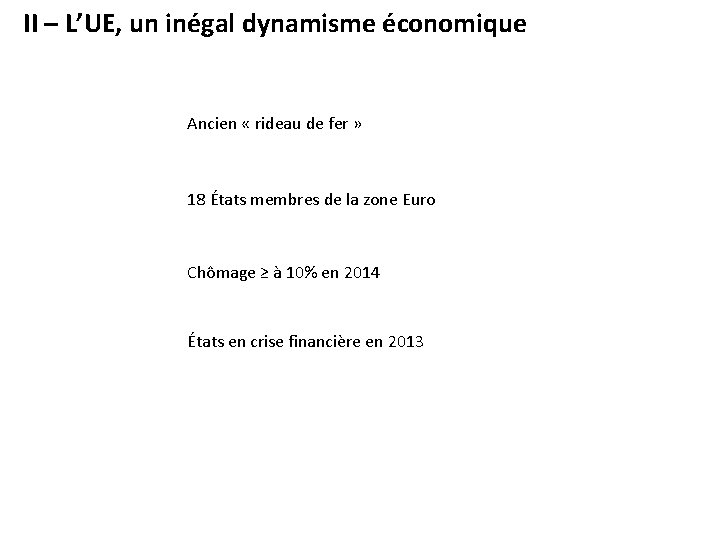 II – L’UE, un inégal dynamisme économique Ancien « rideau de fer » 18