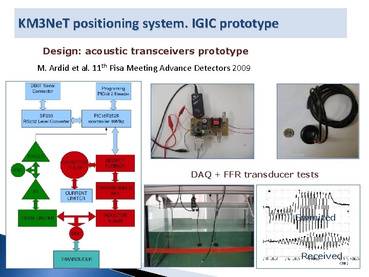 KM 3 Ne. T positioning system. IGIC prototype Design: acoustic transceivers prototype M. Ardid