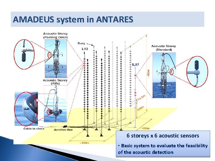 AMADEUS system in ANTARES 6 storeys x 6 acoustic sensors • Basic system to