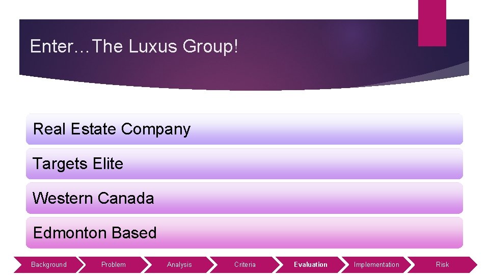 Enter…The Luxus Group! Real Estate Company Targets Elite Western Canada Edmonton Based Background Problem