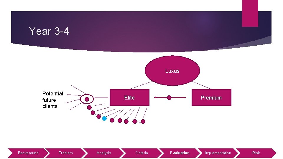 Year 3 -4 Luxus Potential future clients Background Problem Elite Analysis Premium Criteria Evaluation