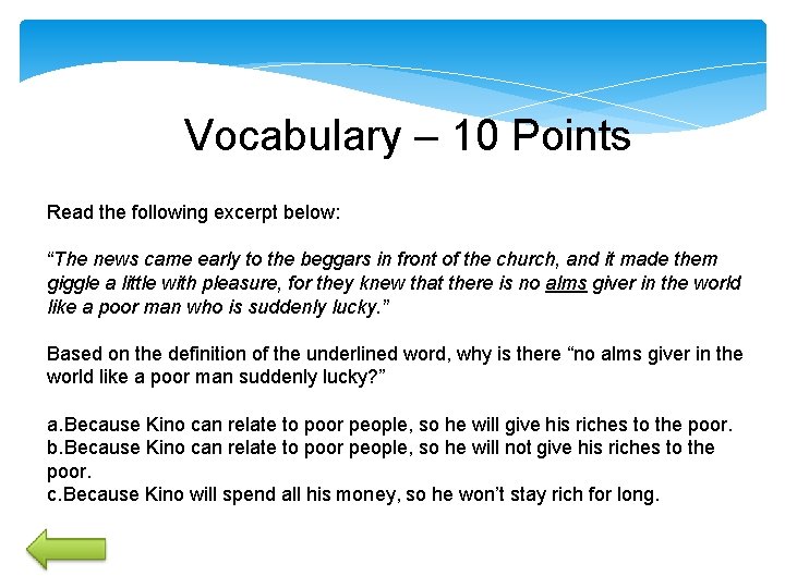 Vocabulary – 10 Points Read the following excerpt below: “The news came early to Vocabulary – 10 Points Read the following excerpt below: “The news came early to