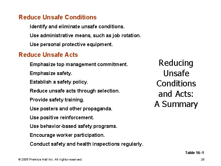 Reduce Unsafe Conditions Identify and eliminate unsafe conditions. Use administrative means, such as job