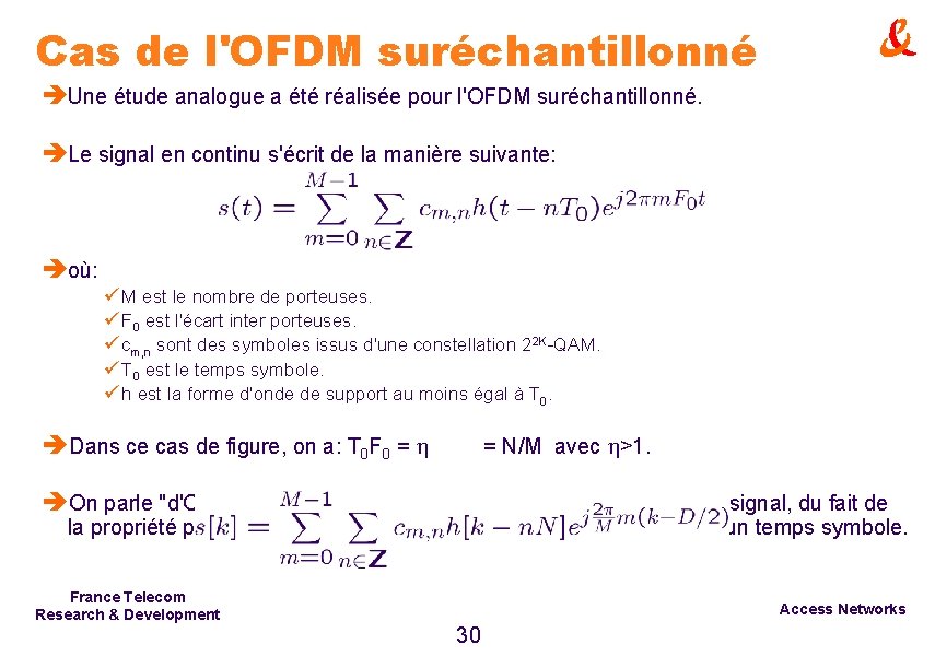 Cas de l'OFDM suréchantillonné èUne étude analogue a été réalisée pour l'OFDM suréchantillonné. èLe