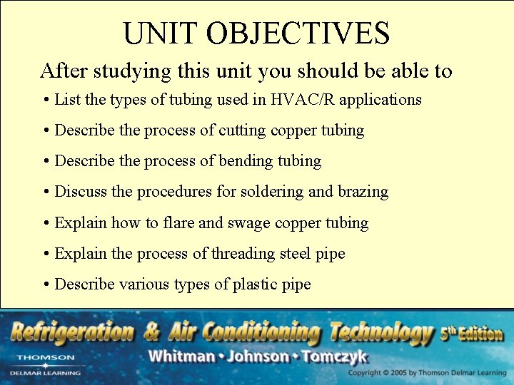 UNIT OBJECTIVES After studying this unit you should be able to • List the