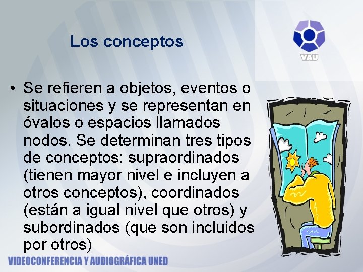 Los conceptos • Se refieren a objetos, eventos o situaciones y se representan en Los conceptos • Se refieren a objetos, eventos o situaciones y se representan en