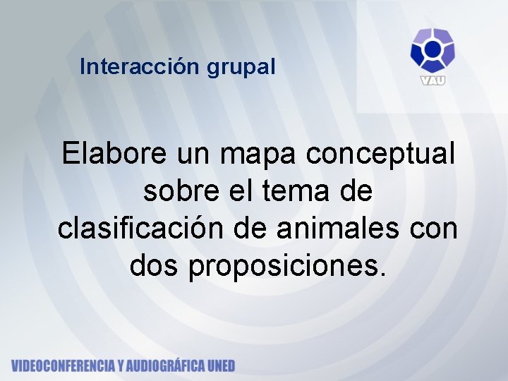 Interacción grupal Elabore un mapa conceptual sobre el tema de clasificación de animales con Interacción grupal Elabore un mapa conceptual sobre el tema de clasificación de animales con
