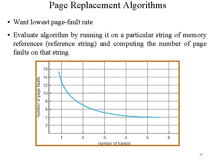 Page Replacement Algorithms • Want lowest page-fault rate • Evaluate algorithm by running it