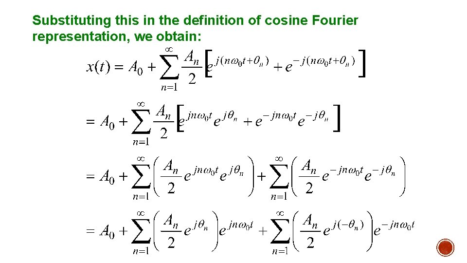 Substituting this in the definition of cosine Fourier representation, we obtain: 