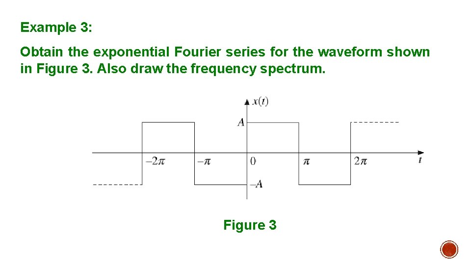 Example 3: Obtain the exponential Fourier series for the waveform shown in Figure 3.