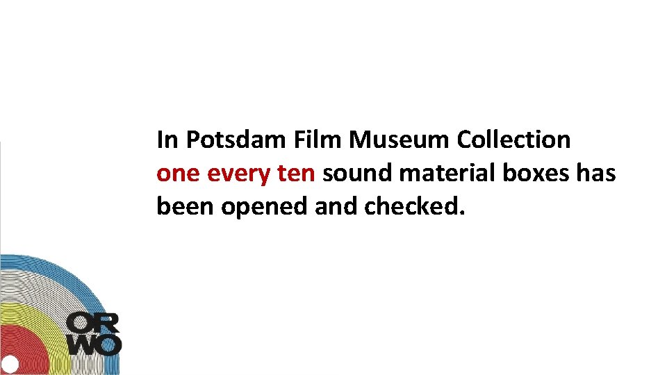 In Potsdam Film Museum Collection one every ten sound material boxes has been opened