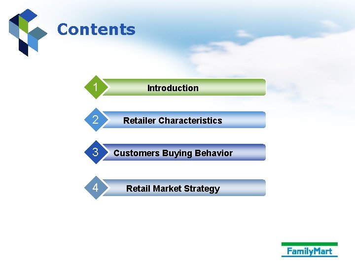 Contents 1 Introduction 2 Retailer Characteristics 3 Customers Buying Behavior 4 Retail Market Strategy