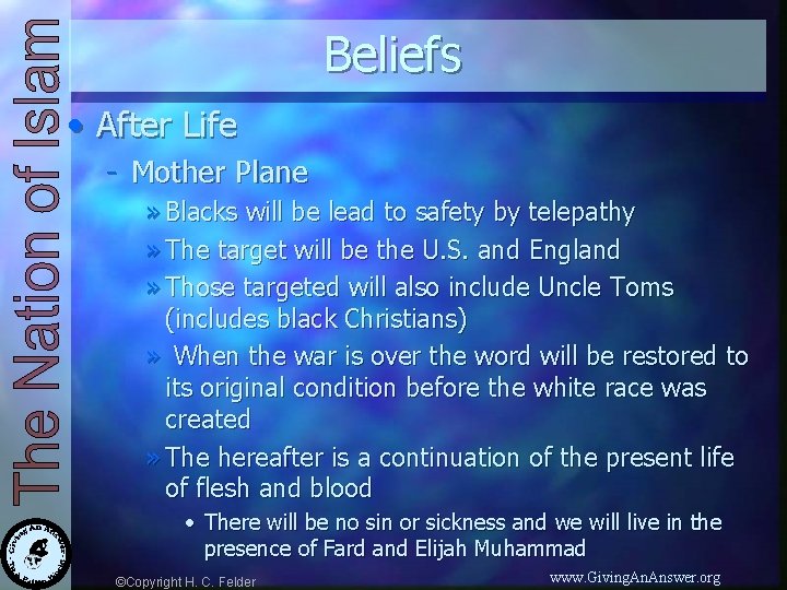 Beliefs • After Life - Mother Plane » Blacks will be lead to safety