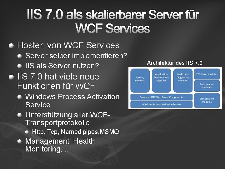 IIS 7. 0 als skalierbarer Server für WCF Services Hosten von WCF Services Server